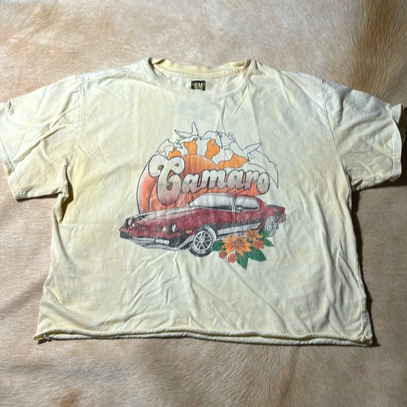 GM Official Licensed CAMARO Vintage Inspired Retro Cropped Yellow T-Shirt - Picture 1 of 7